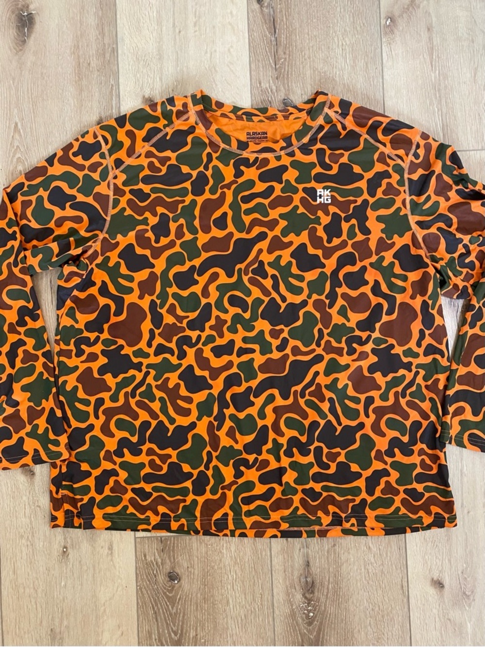 Duluth Trading Co Long Sleeve Shirt Men’s 2XL AKHG Crosshaul Orange Camo Hunting
